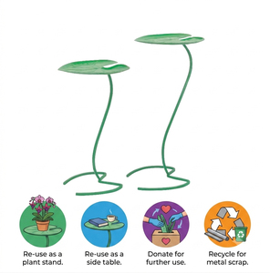 Metal Lily Pad Side <b>Table</b> Decorative Indoor-Outdoor <b>Garden</b> Accent Plant Stand Reusable Multi-Purpose Decor - Product Image 5