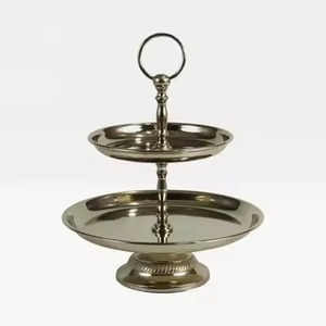 High Quality Two Tier Metal Serving Stand With Round <b>Trays</b> <b>Plant</b> Design Classic Style For Party Desserts And Snacks - Product Image 3