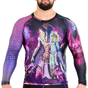 High Quality Men Long Sleeve Rash Guard <b>Compression</b> <b>Shirt</b> Graphic Print UV Protection OEM Bulk Supply - Product Image 2