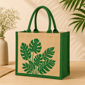 Custom Printed Laminated Jute Tote <b>Bag</b> Eco Friendly Reusable Shopping Gift <b>Bag</b> with <b>Long</b> Handles 35x30x15cm - Product Image 5