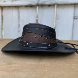 Breathable Leather Cowboy Hat Premium Quality Unisex Travel Low MOQ Outdoor <b>Sun</b> <b>Shade</b> Wide Brim - Product Image 6