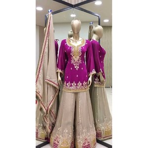 Mono de Fiesta con Bordado Pesado de Diseñador, Top-Plazzo y Dupatta para Ocasiones Elegantes - Product Image 2