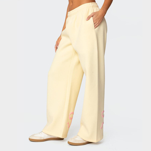 Women's Winter Sweat Pants with Elastic Waist Flat Front 100% Cotton-Comfortable Casual Design for Daily Wear - Product Image 3