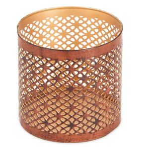 Brown Metal Cutwork Diamond Votive Holder Metal Votive Holders New design <b>copper</b> finish metal votive - Product Image 3
