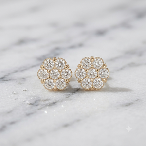 SHRAMAN DIAMOND 10K Solid Gold Luxury Jewelry Trendy Design Lab Grown Halo Cluster Screw Back Hoop Earrings Wedding Engagement - Product Image 3