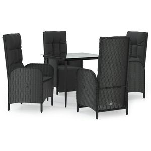 Set da Pranzo da Giardino in Rattan Nero per 4 Persone, Resistente alle Intemperie, Arredamento da Esterno - Product Image 2