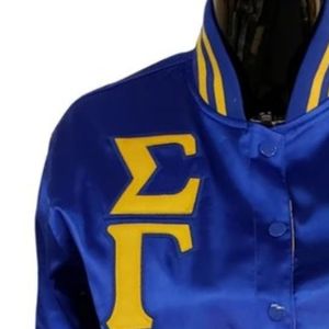 Women Satin Sorority Jacket Custom Embroidered Bomber <b>Coat</b> Smooth Lightweight Greek Letter Collegiate Fashion Outerwear Apparel - Product Image 3
