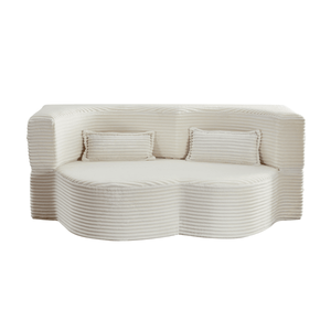 Divano letto moderno Beige 15 \ "Full Size convertibile in peluche velluto a coste imbottito in schiuma, nessun montaggio richiesto per il letto del soggiorno - Product Image 4