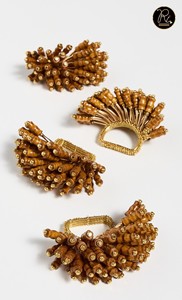 White <b>Beads</b> & Metal Gold Plated Floral Design Home Wedding & Banquet Decoration Napkin Ring Buy <b>Direct</b> From Supplier - Product Image 3