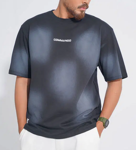 OEM Manufactured Wholesale Men's 100% Cotton T-Shirt Custom Logo Oversized Drop Shoulder Boxy Fit <b>Spray</b> Printed Thick 240 GSM - Product Image 3