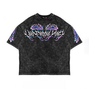 เสื้อยืดวินเทจผู้ชายทรงปกติ สไตล์ฮิปฮอป ผ้าคอตตอน 100% หนานุ่ม แห้งเร็ว ลุคทำเก่าแบบพัฟฟ์ - Product Image 1