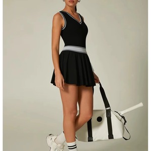 Jupe plissée personnalisée pour femme, taille haute, 2 en 1, sportive, pour la course à pied, le tennis, le paddle, le golf, le pickleball, avec poche - Product Image 1
