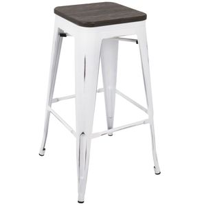 Set di 2 sgabelli da bar impilabili Oregon Industrial in bianco vintage ed espresso - Product Image 2
