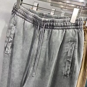 <b>Men</b> Gray Cotton Drawstring Shorts With Distressed Holes Regular Fit Knitted Swim <b>Trunk</b> Style - Product Image 5