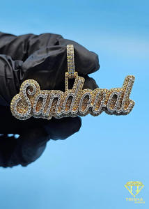 Hip Hop Moissanite Diamond <b>Name</b> Pendant Iced Out Gold <b>Chain</b> Custom Bling Jewelry Gift - Product Image 3