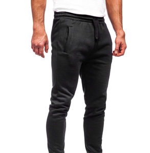 Pantalon de jogging décontracté pour homme en coton noir, taille élastique avec cordon de serrage, poches latérales, respirant, coupe ajustée, idéal pour l'automne - Product Image 2