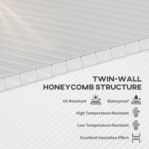 Set di 14 Pannelli in Policarbonato a Doppia Parete, Impermeabili e Resistenti ai Raggi UV, 120x60x0,4 cm, Trasparenti per Serre - Product Image 4