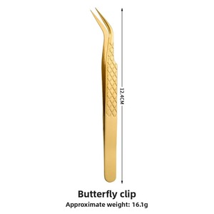 Pinzas de Precisión Doradas con Patrón de Red para Extensión de Cejas, Rectas, de Acero Inoxidable, Profesionales, para Belleza, Pestañas y Cejas - Product Image 3