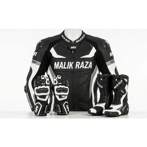 Ensemble veste, chaussures et gants de moto en cuir premium |   Équipement de motard en cuir de vachette anti-abrasion de 1,3 mm |   Armure de protection amovible - Product Image 1