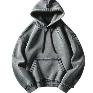 Sweat-shirt à capuche pour homme en molleton noir respirant, coupe-vent, imperméable, à manches régulières, couleur unie, tissu lavé, hiver - Product Image 4