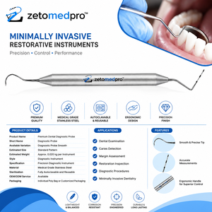 Premium Dental Diagnostic <b>Probe</b> Stainless Steel OEM Zetomed Pro - Product Image 5