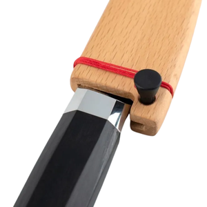 Cuchillo Yanagiba de 10.5 Pulgadas, Hoja de Acero de Damasco de Doble Núcleo para Rebanar, con Mango de Madera Pakkawood Negra y Funda de Madera para Preparación de Sushi y Pescado - Product Image 5