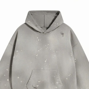 Sweat-shirt à capuche zippé vintage délavé pour homme, coupe oversize, style streetwear décontracté, personnalisé en coton délavé - Product Image 5