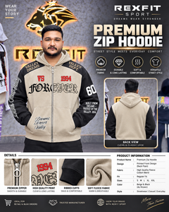 Sudadera con Capucha para Hombre GRAY FOUR SPORTS, Color Beige y Negro, Tejido Grueso de Felpa Francesa, 100% Algodón, Estilo Urbano, Personalizable para Invierno - Product Image 6