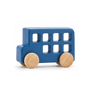 Autobús de Juguete de Madera Azul con Ruedas de Madera Natural, Diseño Escandinavo para Habitación Infantil - Product Image 1