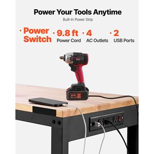 Banco da Lavoro Resistente con Capacità di 907 Kg, 48 x 20 Pollici, con Regolazione Altezza 72,4-97,5 cm per Uso in Garage - Product Image 4