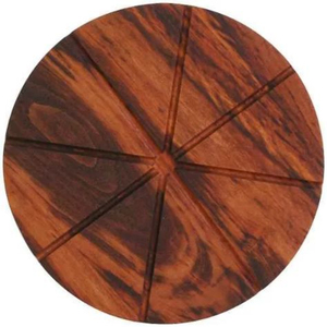 Tabla Redonda de Madera de Teca Hecha a Mano de Primera Calidad para Servir Pizza, Queso y Charcutería, con Asa - Product Image 6