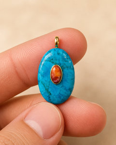 Colgante de Piedra Turquesa Azul en Forma de Lágrima, Bisel de Latón Chapado en Oro, Suministros para Hacer Joyería Hechos a Mano, Dijes Unisex Modernos para Fiestas - Product Image 2