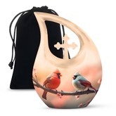 Urna Funeraria Decorativa con Cruz para Cenizas Humanas, Diseño de Copos de Nieve y Lágrimas al Amanecer, con Bolsa de Terciopelo Gratis - Product Image 6