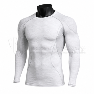 Unisex <b>White</b> Full Sleeve <b>Compression</b> Rash Guard Eco-Friendly Breathable Spandex Polyester Quick Dry Athletic Performance <b>Shirt</b> - Product Image 3