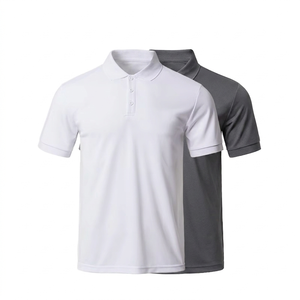 Polo homme personnalisé Dry Fit respirant uni pour le golf, manches courtes, séchage rapide, style vintage gris et blanc - Product Image 1