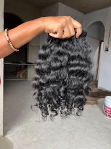 Cheveux Humains Indiens Vierges 100g Extensions en Vrac Noir Naturel Bouclés Trame Simple Cheveux Remy Super Double Drawn à Tisser - Product Image 1