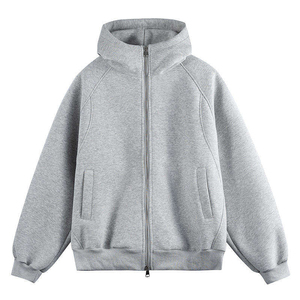 Sweat à capuche zippé style américain haute performance pour homme et femme, motif cœur ample, en coton respirant - Product Image 2