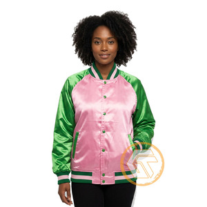 Customized Alpha | Kapa Sorority Satin Embroidered Quilted Autumn Breathable Varsity <b>Jacket</b> for Women - Product Image 1