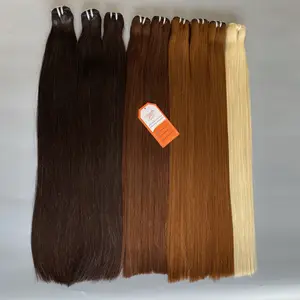 Weft Hair Extensions 100% Machine Double Customized Colored Human Hair Weft Bundles Straight Hot Hair Style Time