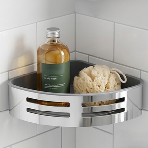 Modern Multifunction Wall Mounted Stainless Steel Chrome Corner <b>Shower</b> Basket & Bathroom Rack for <b>Shower</b> Room - Product Image 2