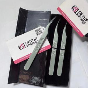 GETUP BROSONS Stainless Steel Anti-Magnetic Eyelash Tweezers Smooth Tip Butterfly Print Custom Logo Precision Tip <b>Box</b> Packaging - Product Image 4