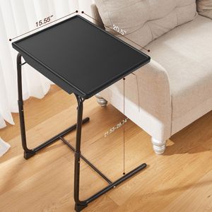 Adjustable 6 Height TV Dinner Tray Table Comfortable <b>Folding</b> TV Stand for <b>Bed</b> & Sofa Adjustable TV Tray on <b>Bed</b> Sofa - Product Image 2