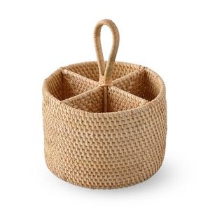 Premium Natural Rattan Multipurpose Organizer <b>Basket</b> For Cutlery Kitchen Accessories And Restaurant <b>Table</b> Setup - Product Image 1