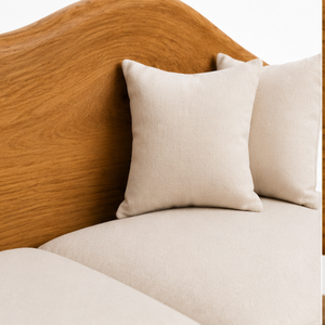 Canapé ARTERRA de luxe écologique en teck durable, rembourré de mousse, semi-circulaire, recouvert de tissu, moderne, trois places, sans accoudoirs, pour salon - Product Image 5