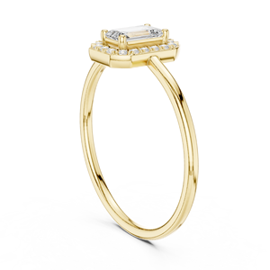Bague Halo en Or Jaune Luxe avec Émeraude Taillée pour Femme – Élégante pour Fiançailles, Mariage, Anniversaire – Bijou Tendance, Idée Cadeau - Product Image 2