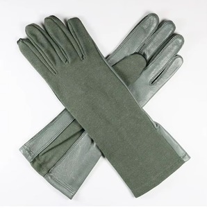 <b>Fire</b> Proof Heat Resistant Durable Pilot OEM Breathable Leather Weight Tactical Long Gauntlet Sage Green Aramid Gloves Anti-Slip - Product Image 5