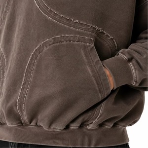 Premium Men Oversized <b>Fleece</b> <b>Zipper</b>-Up Hoodie Heavyweight Streetwear Vintage Fade Relaxed Fit Winter Fashion Pocket - Product Image 5