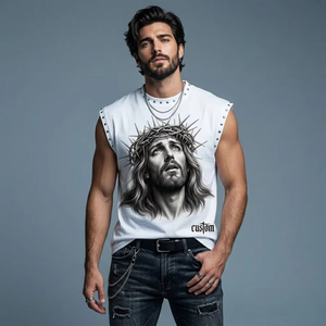 Débardeur personnalisé imprimé sérigraphié avec strass, 100 % coton jersey, tissu doux et respirant, sans manches, unisexe, confortable, OEM - Product Image 4