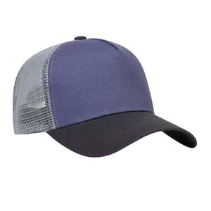 Casquette trucker gris violet avec logo personnalisé, haute qualité, 5 panneaux, devant en mousse, dos en mesh, fermeture snapback, pour les sports de plein air. - Product Image 2