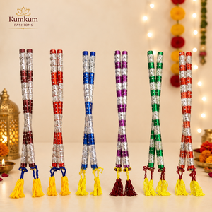 Palos de Dandiya para el Festival Navratri, Regalos Festivos, Hermosos Palos de Dandiya Metálicos Multicolores - Product Image 3